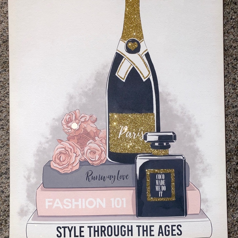 Chanel Style Fashion Glitter Canvas Wall Art Decor
